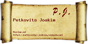 Petkovits Joakim névjegykártya